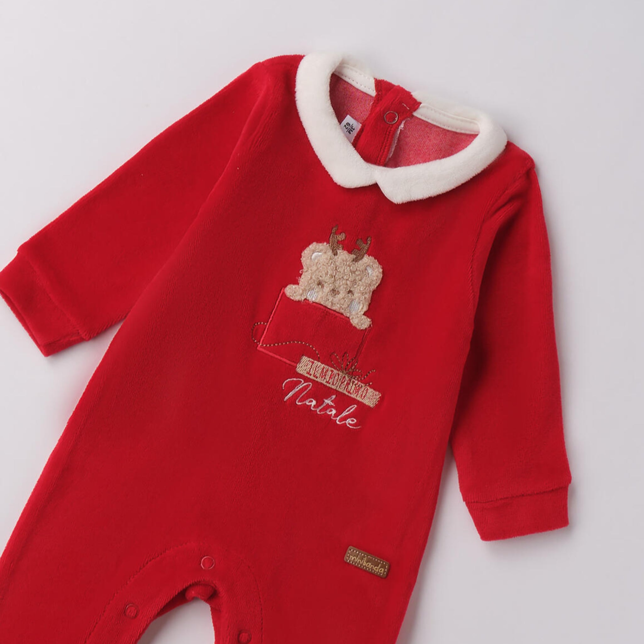 Tutina Natalizia Ciniglia Con Piede Neonato Rosso 3F643/2253
