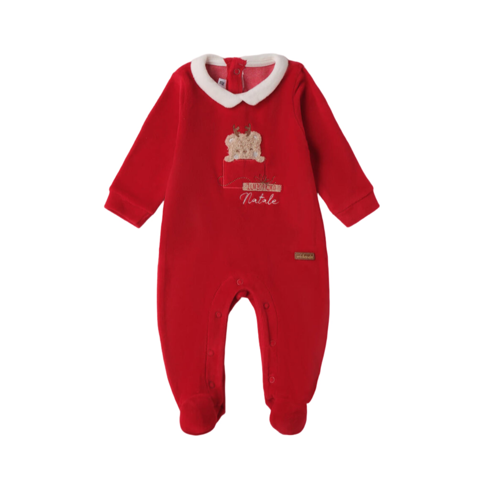 Tutina Natalizia Ciniglia Con Piede Neonato Rosso 3F643/2253