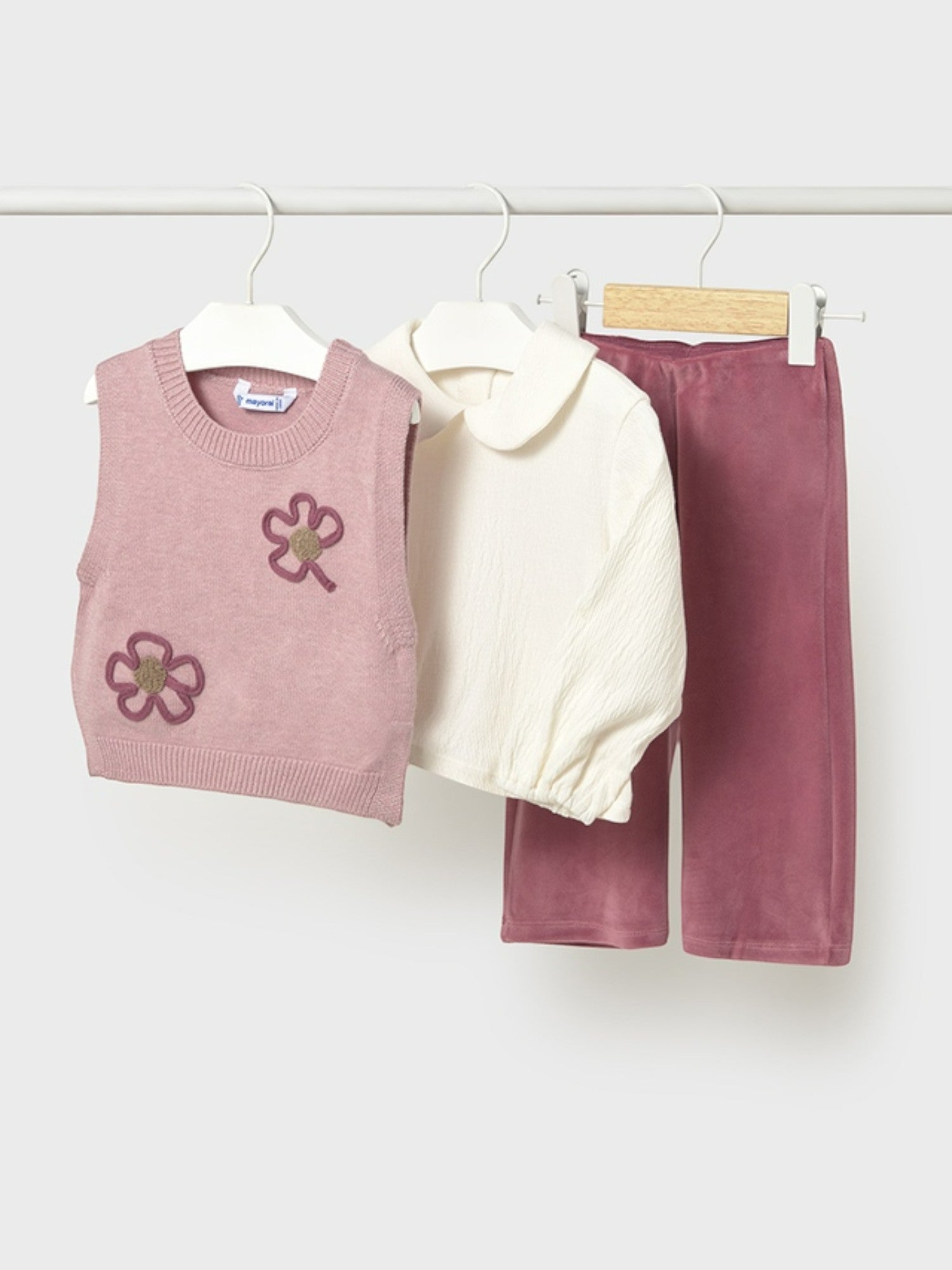 Completo Pantalone gilet tricot Bimba Rosa 2596/49 -  NANU' BABY