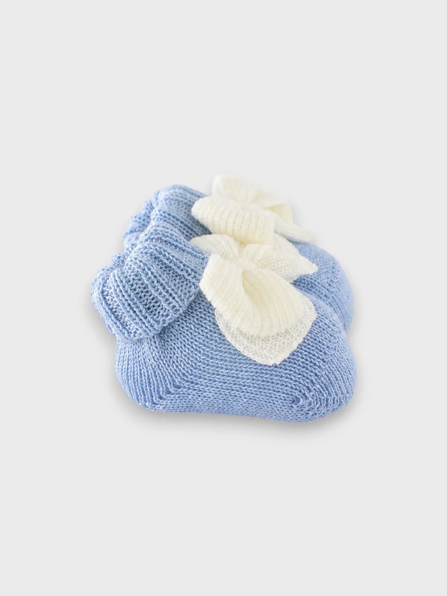 Babbucce Neonato Azzurro MAGLIA INGLESE FIOCCO 707/5630 by BABY LORD