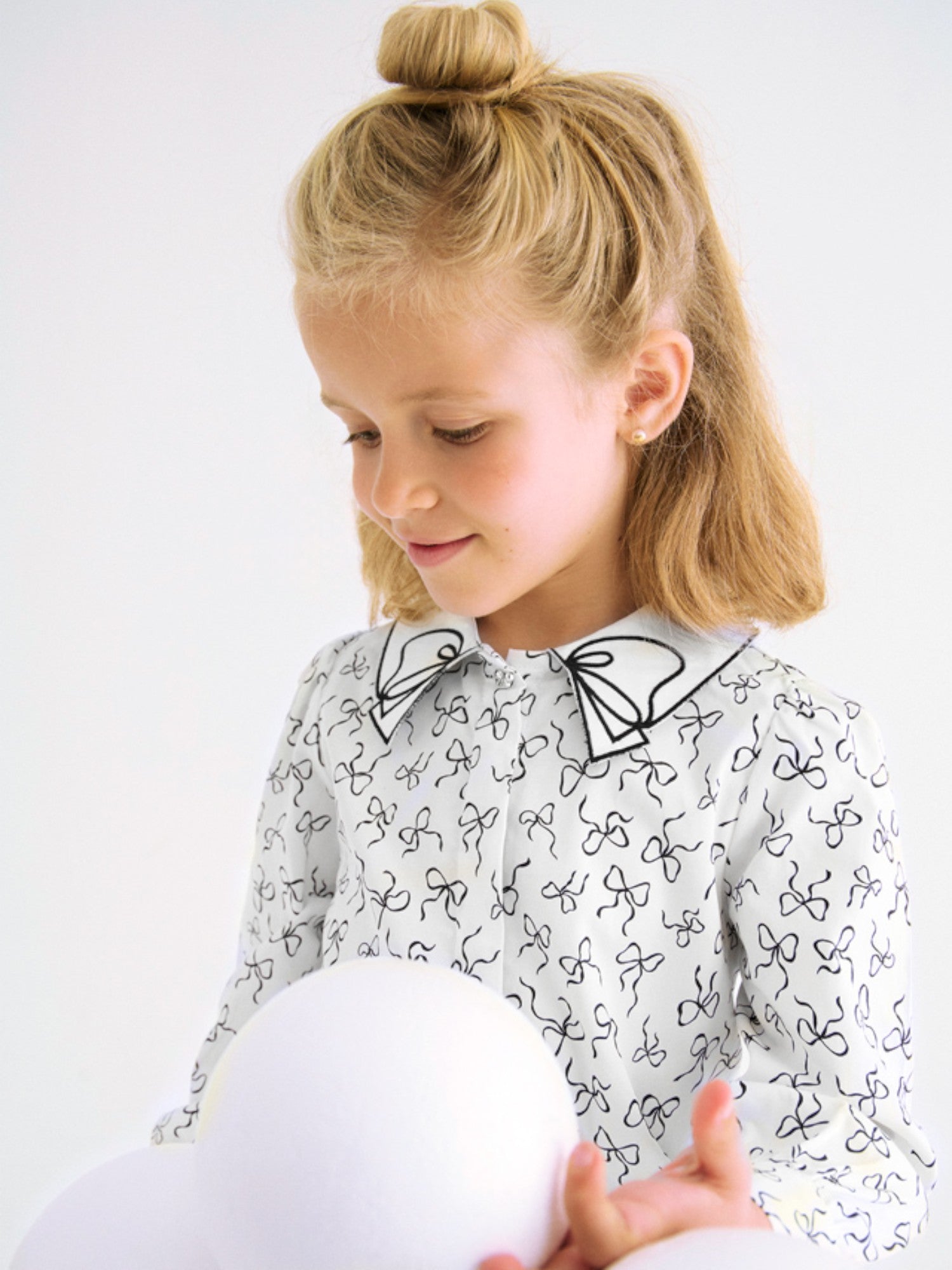 Blusa popelin satinato fiocco Bimba PANNA 5613/3 -  NANU' BABY