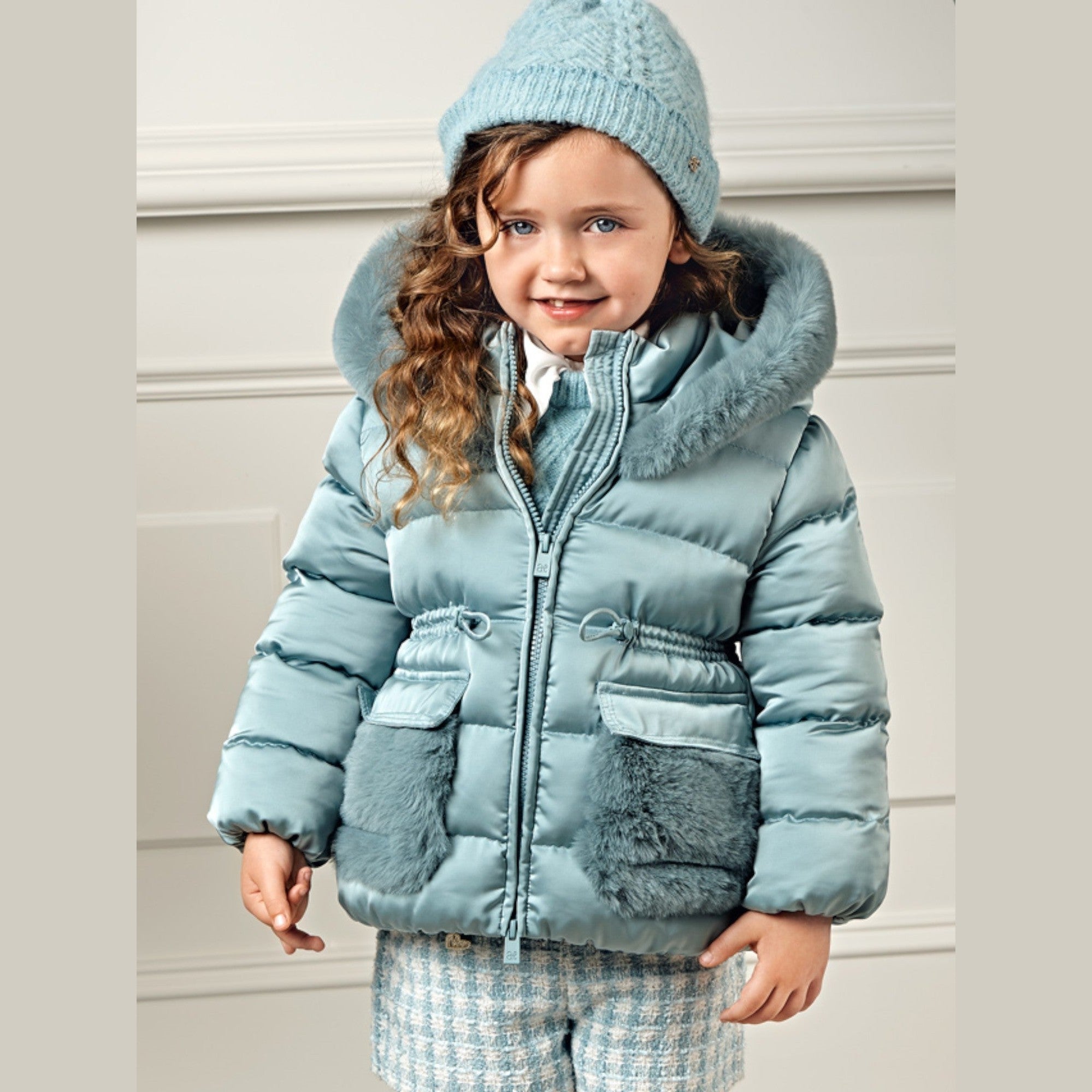 Giubbotto satinato pelo Bimba Verde 5849/16 -  NANU' BABY