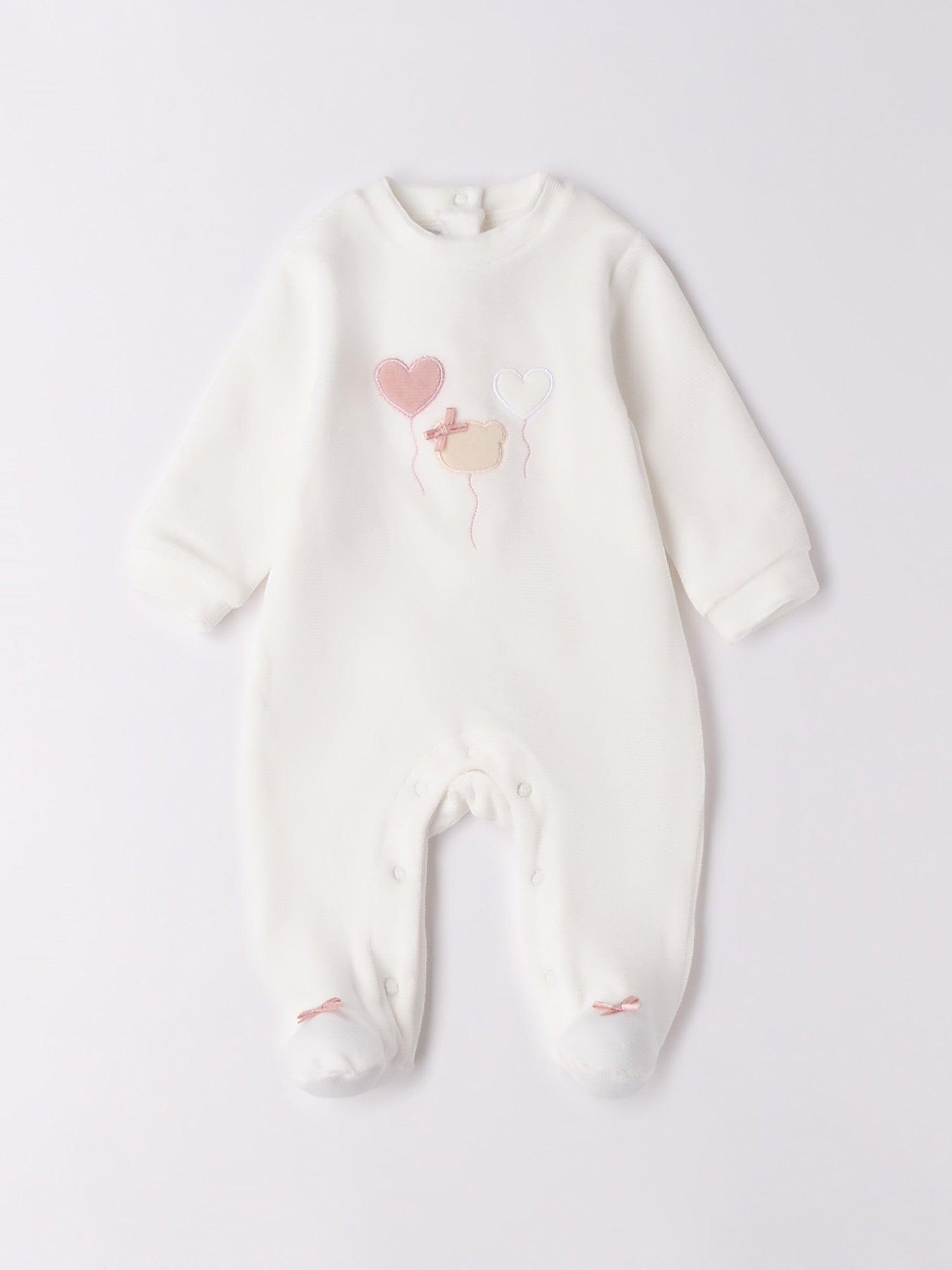 Tutina Intera Con Piede Neonata Bianco 3F759/112 -  NANU' BABY