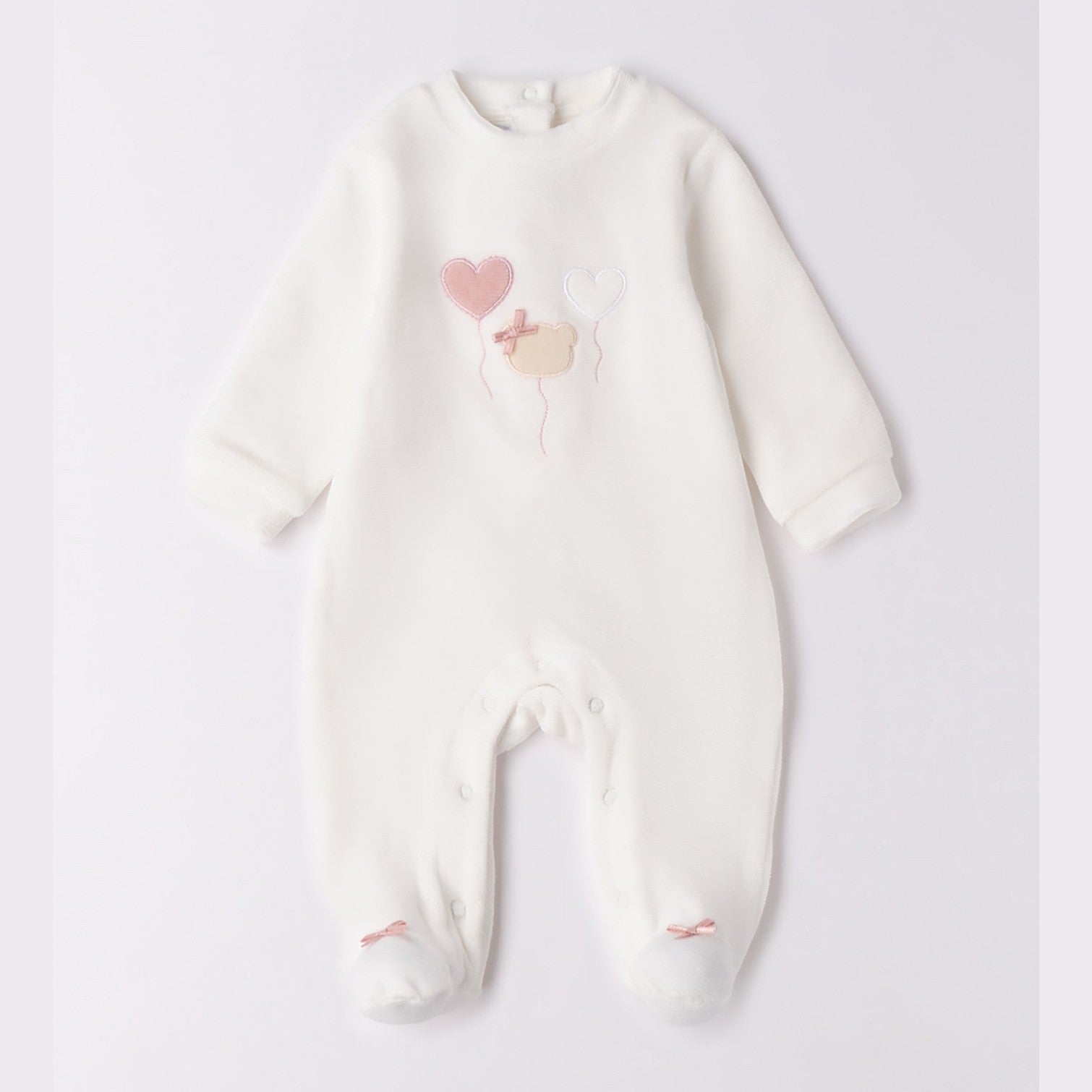 Tutina Intera Con Piede Neonata Bianco 3F759/112 -  NANU' BABY