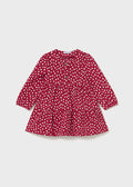 Abito Neonata Maniche Lunghe Rosso Pois Cotone 2915/40
