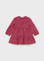 Abito Neonata Maniche Lunghe Rosso Pois Cotone 2915/40