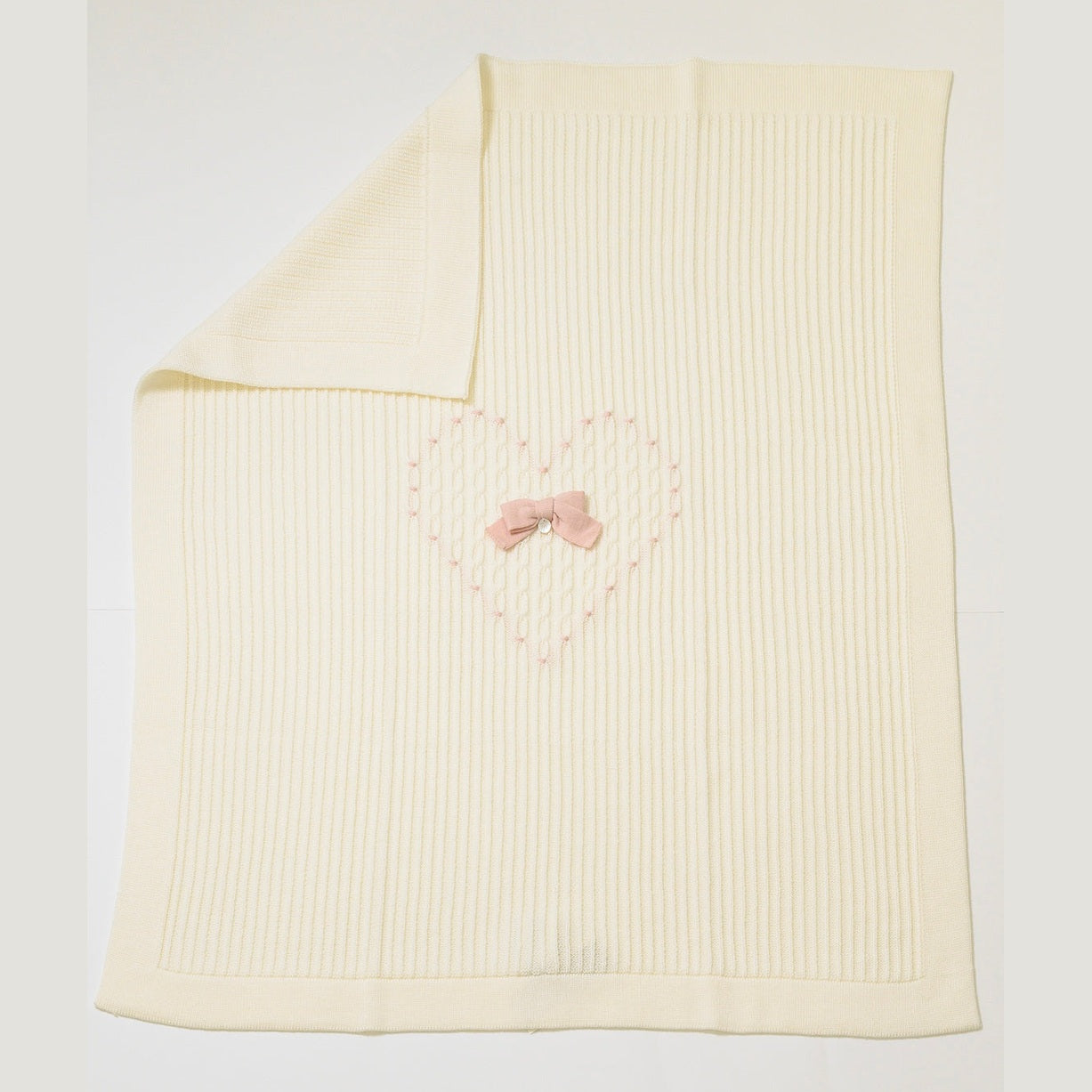 Coperta Lana con Cuore Neonata VANIGLIA IN1180 -  NANU' BABY